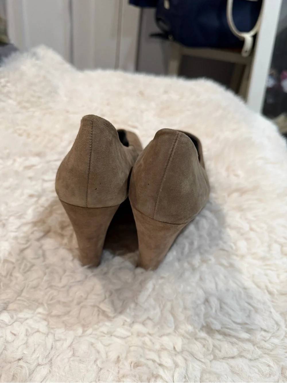 Stuart Weitzman Taupe Suede Wedge Booties
